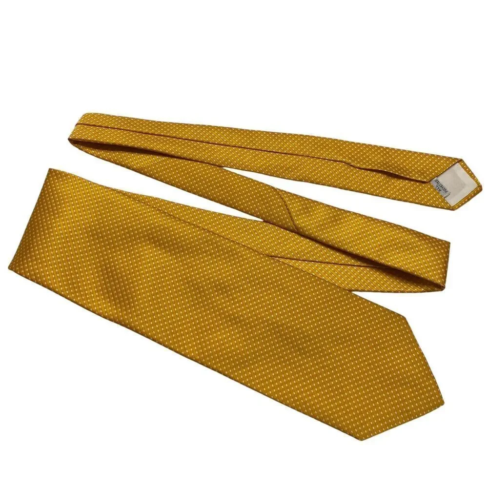 Vtg John Wanamaker Mens Tie Necktie Wide Polyester Yellow Tiny Squares Mod Disco
